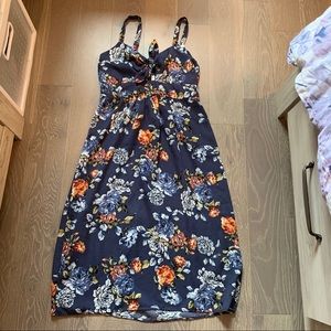 Xhilaration blue floral midi dress size large